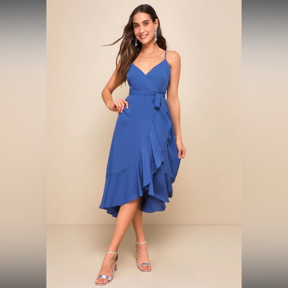 NWOT Ruffled Midi Wrap Dress